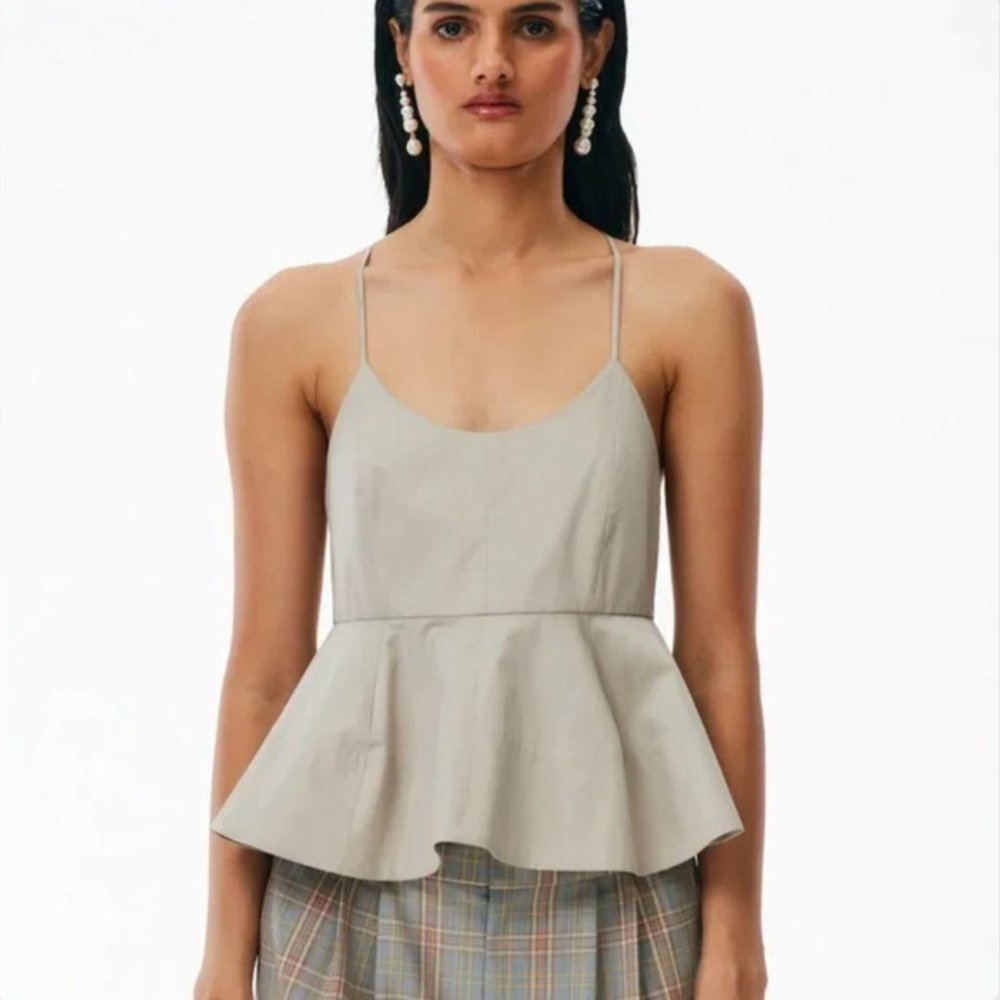 Tibi eco poplin sculpted peplum top, size 10